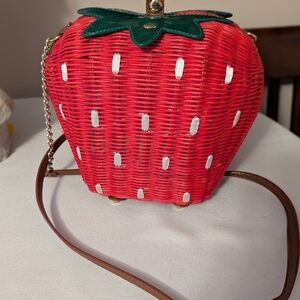 Strawberry-Shaped Red Woven Bag